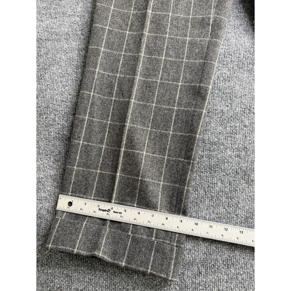 Paul Frederick Mens Wool Blend Plaid Pleated Dress Pants Sz‎ 36W | Soft Designer